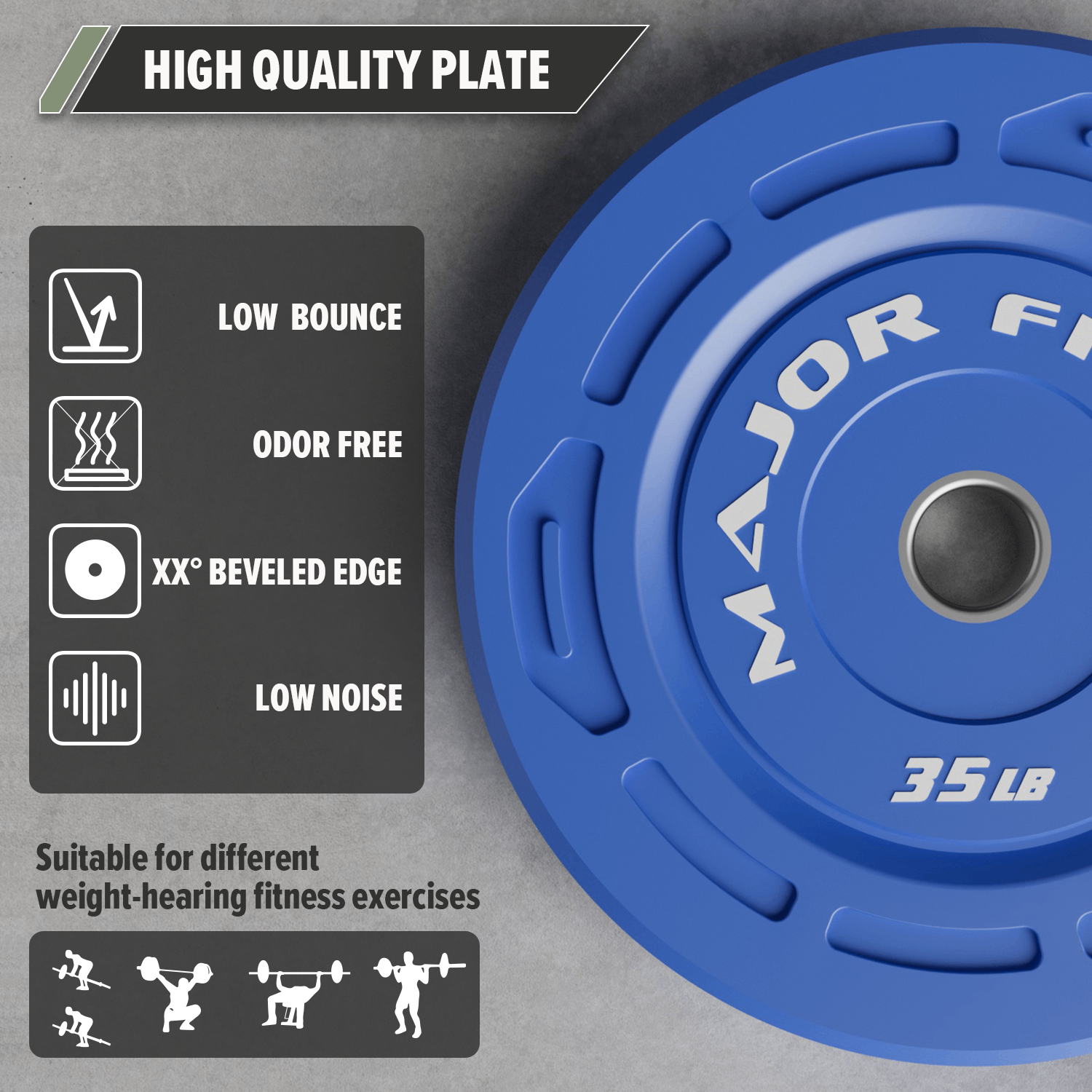 Major Fitness Color Grip Low Bounce Bumper Plates