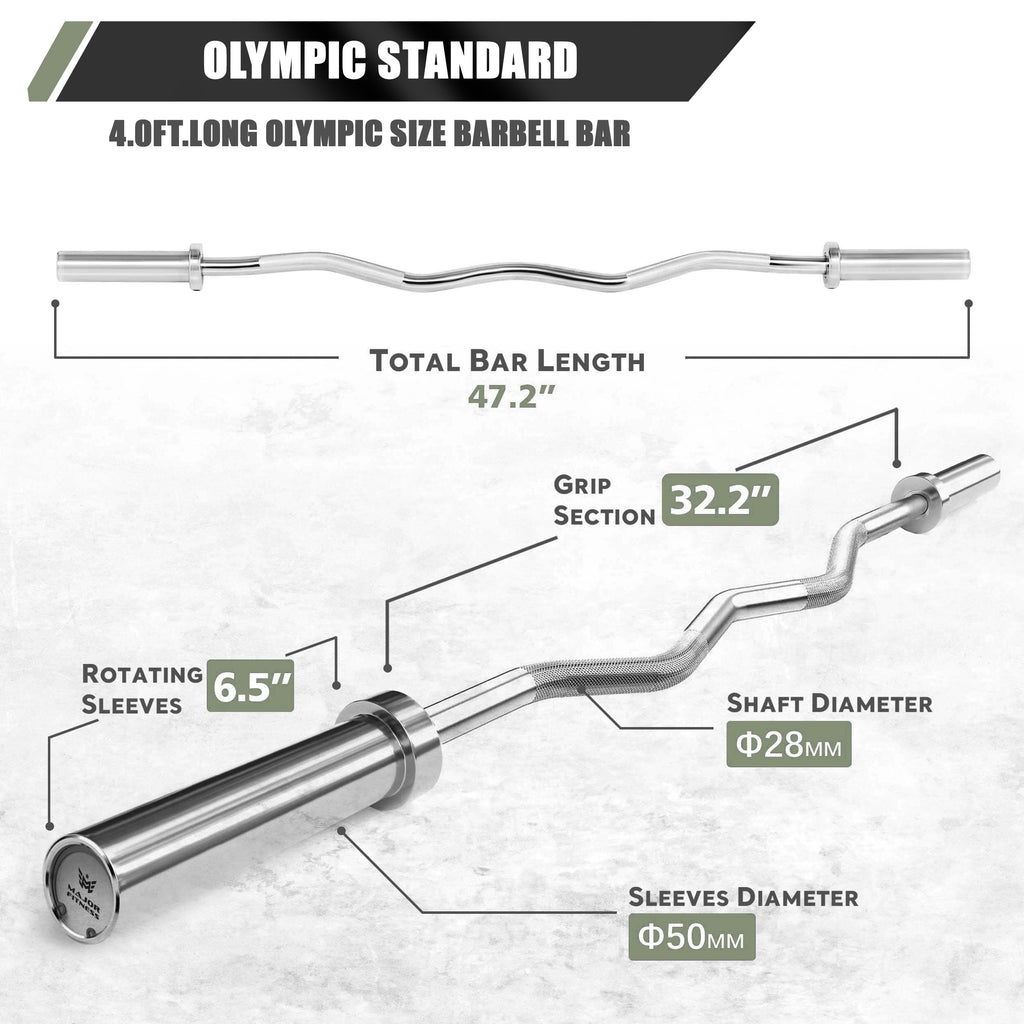 Major Fitness 4ft Olympic EZ Curl Barbell