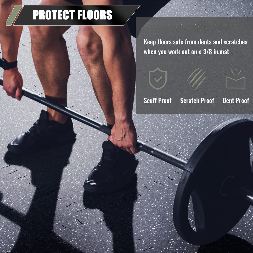 Major Fitness 16Pcs Rubber Flooring Gym Mats 0.31" Thickness