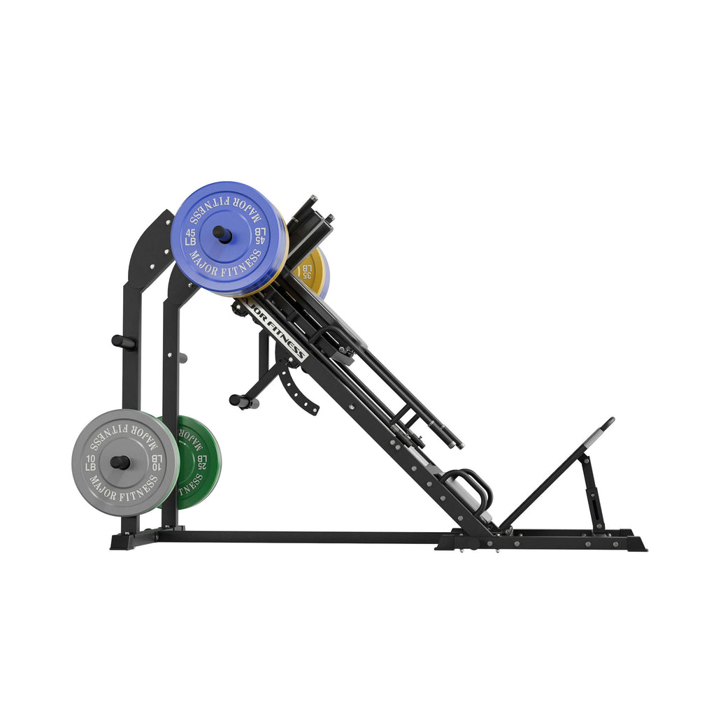 home gym hack squat leg press combo machine with 320lb weight plate set