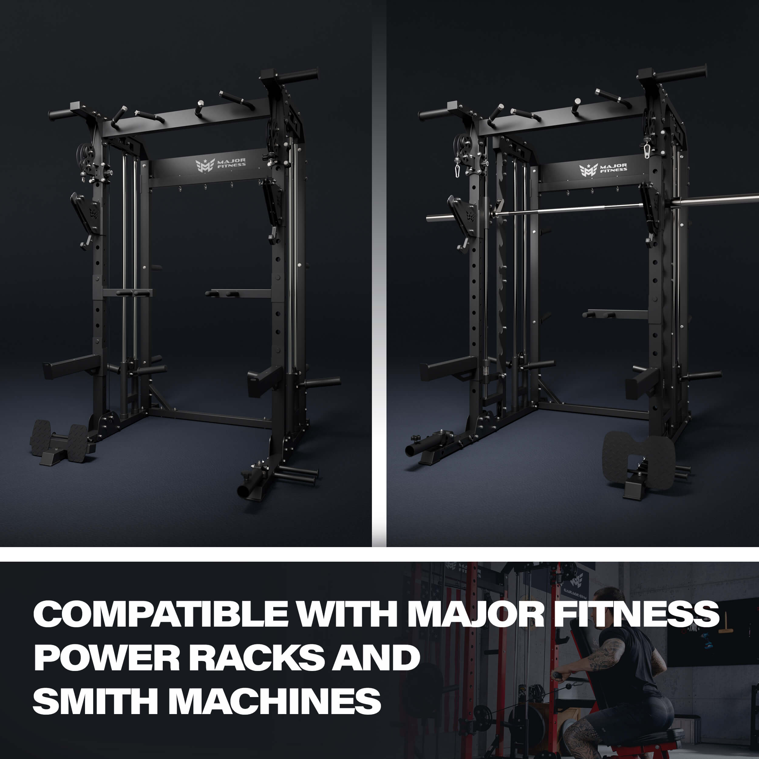 monolift compatible with all major fitness power racks and smith machines