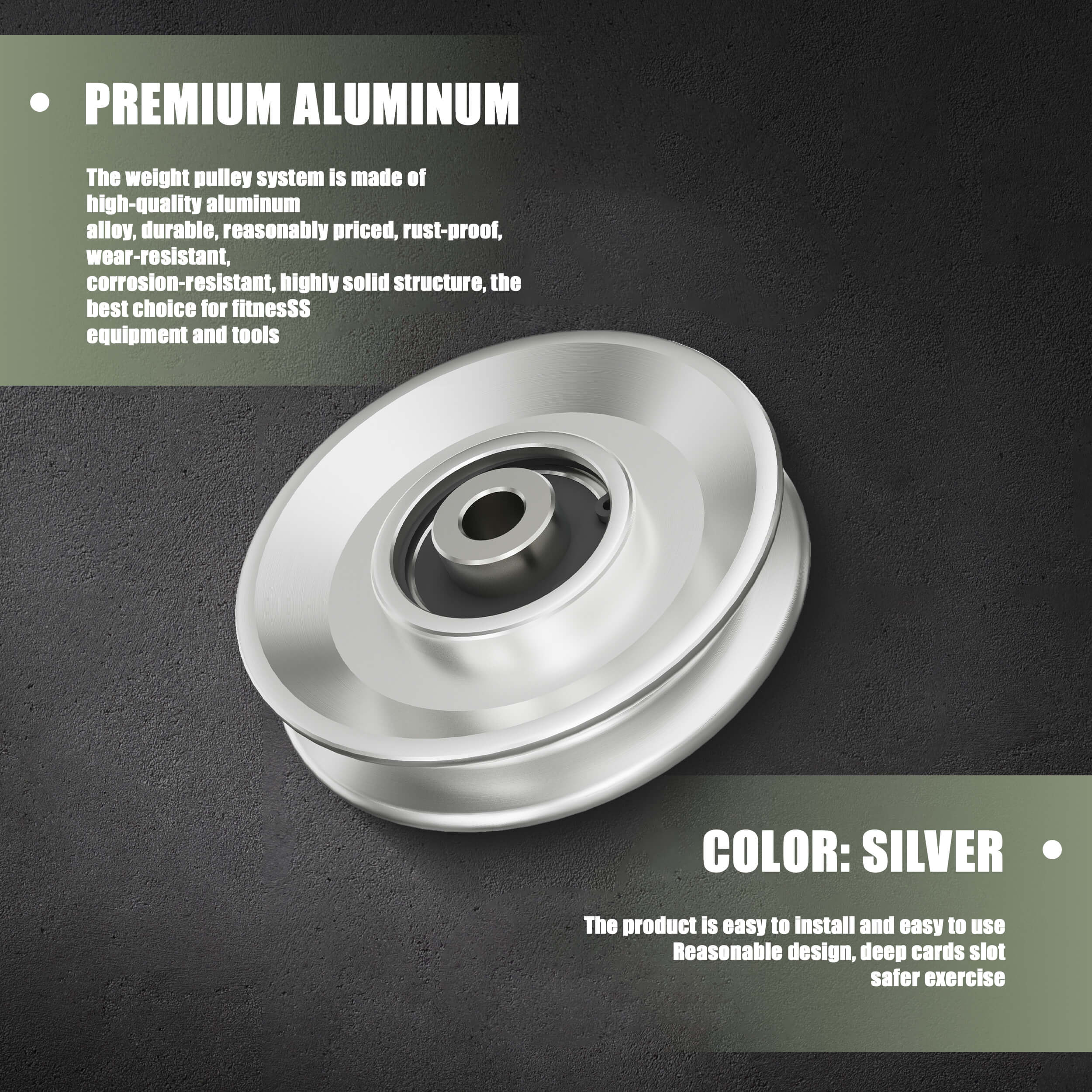 The weight pulley system is made of high-quality aluminum alloy, durable, reasonably priced, rust-proof, wear-resistant, corrosion-resistant, highly solid structure, the best choice for fitness equipment and tools